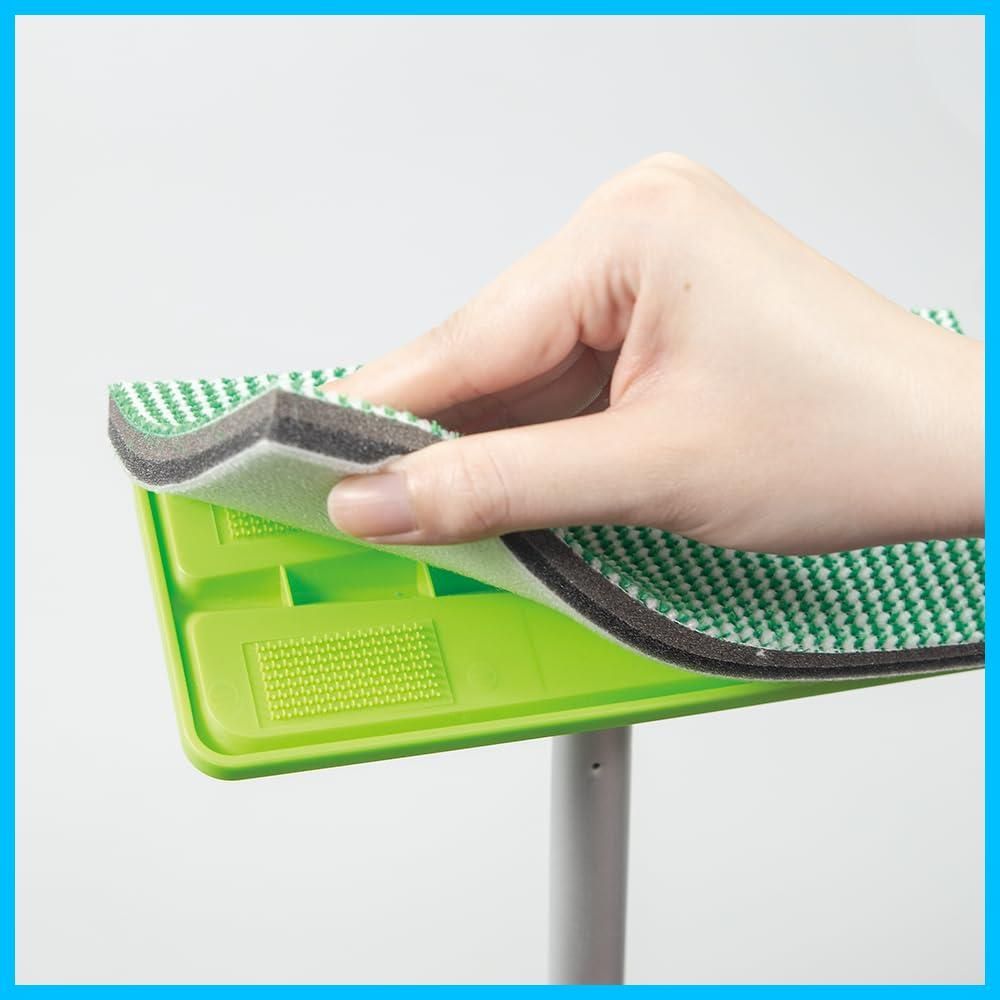 商品 TKブラッシングスポンジ玄関タイル用 柄付 Industrial つなぎ柄 本体 グリーン 玄関掃除 Azuma ベランダ掃除 全長約107 cm スペア交換可 アズマブラシ