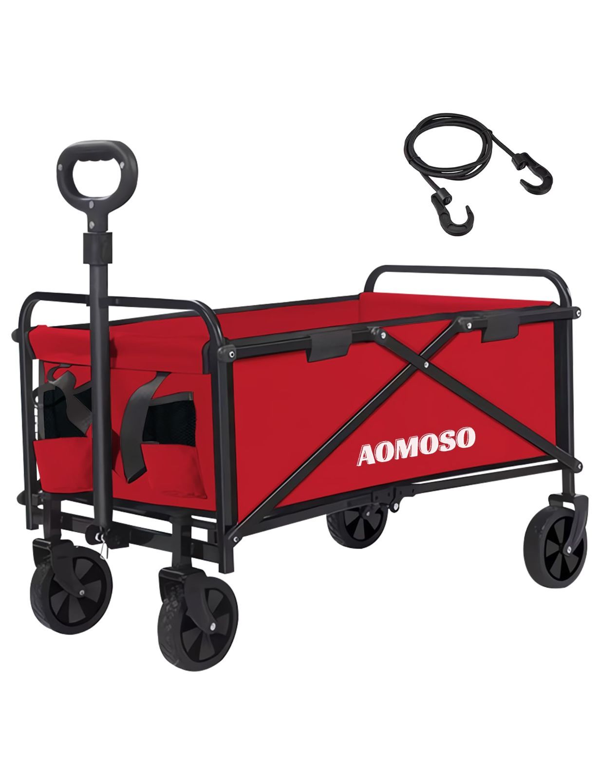 ワイドタイヤ搭載 アウトドアキャンプカート 大容量120L 耐荷重100kg 折りたたみ式キャリーカート 自立式収納 BBQ キャリーワゴン 釣り キャンプ Aomoso 運動会用などに最適