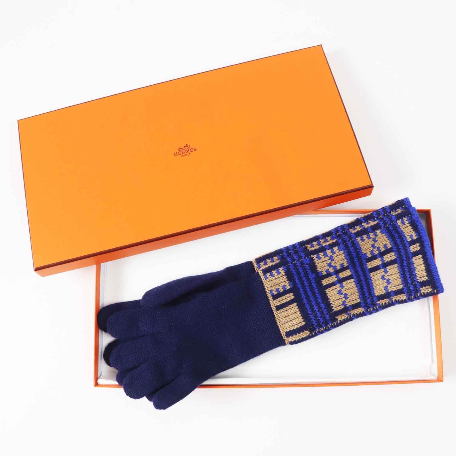 極美品◎HERMES エルメス GANTS FEMME SLALOM MAILLE カシミヤ