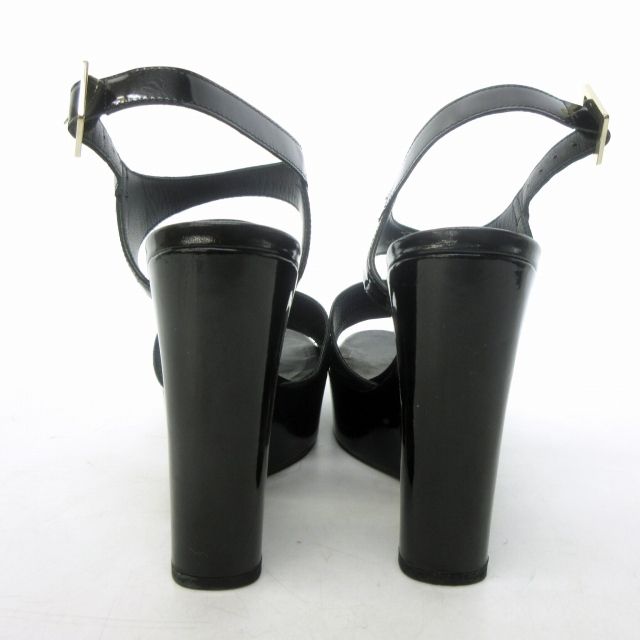 CHANEL サンダル36（ブラックエナメル 、パール）