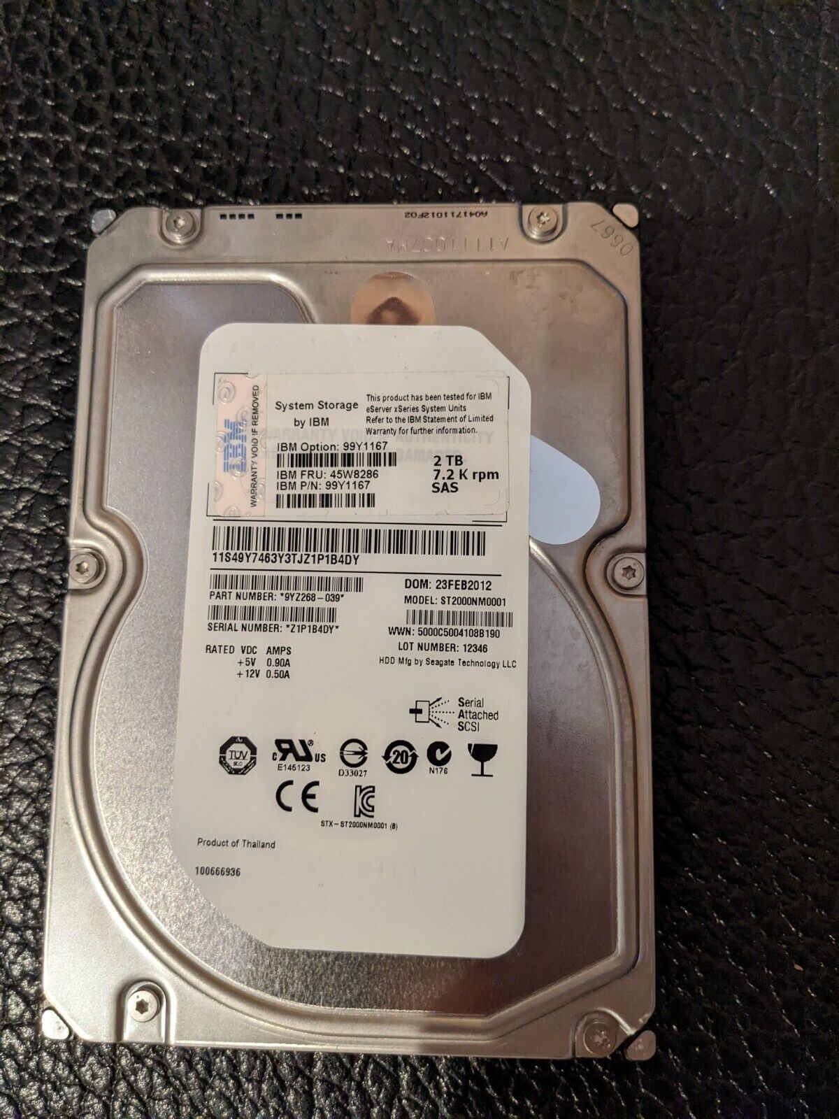 11 個ロット - IBM Seagate Constellation ES 2TB SAS HDD ST2000NM0001