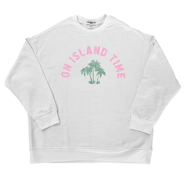 【送料無料】 アンブランデッド レディース Tシャツ トップス Women's Suburban Riot On Island Time Oversized White Graphic Sweatshirt White