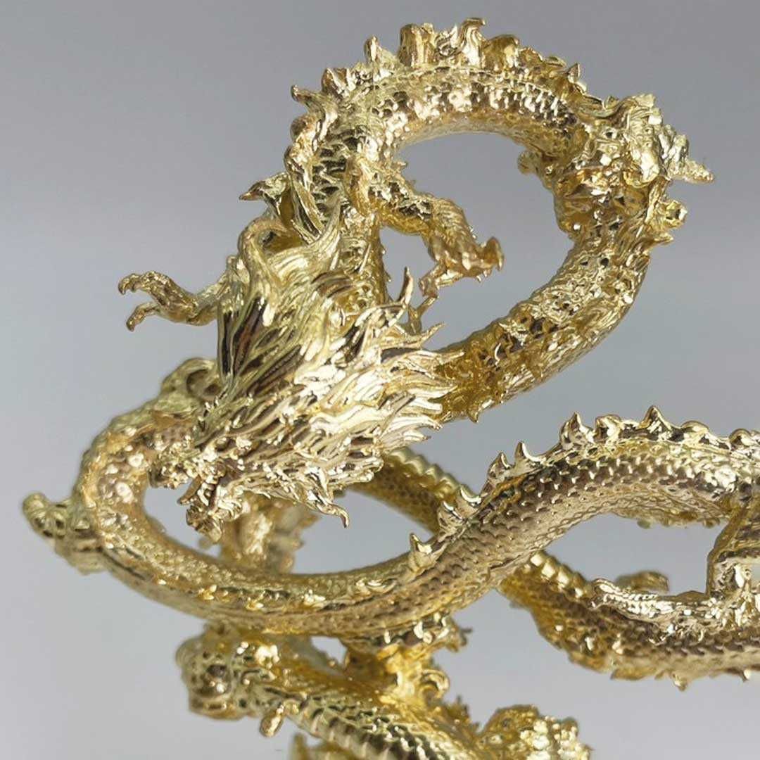 風水 龍 ゴールドドラゴン 浮遊龍 金属 10cm 置物 金龍 竜 玄関