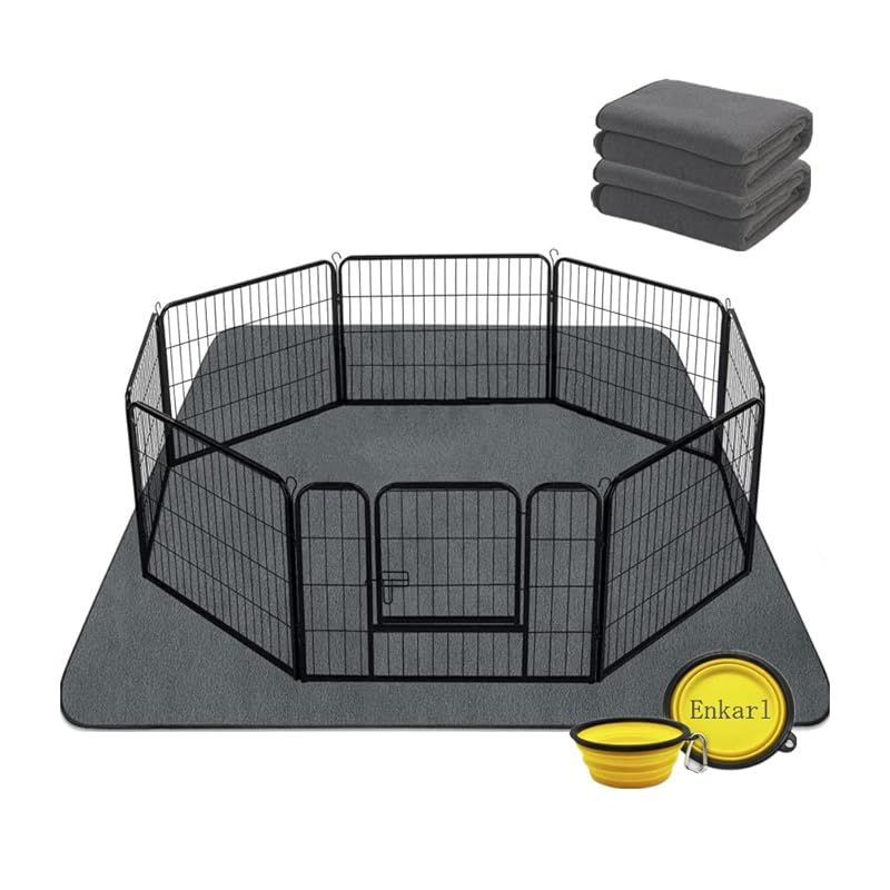 Enkarl ペット用おしっこマット 犬 猫用洗えるペットシーツ ペットマット おしっこパッド 洗える 繰り返し利用 防水 速乾 消臭 滑り止め 漏れにくさ 多頭飼い 大判サイズ トイレシート 下敷き マット ペットボウル付き 107×77cm 2枚 0