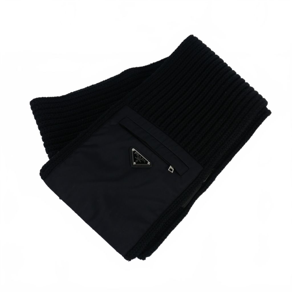 プラダ PRADA RE NYLON 三角プレート ニット マフラー UMS354 S202