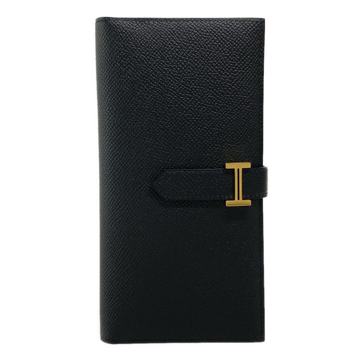 HERMES エルメス 長財布 ベアンスフレ ヴェルソ 黒×ブルーネイビー 新型金具|ゴールド金具