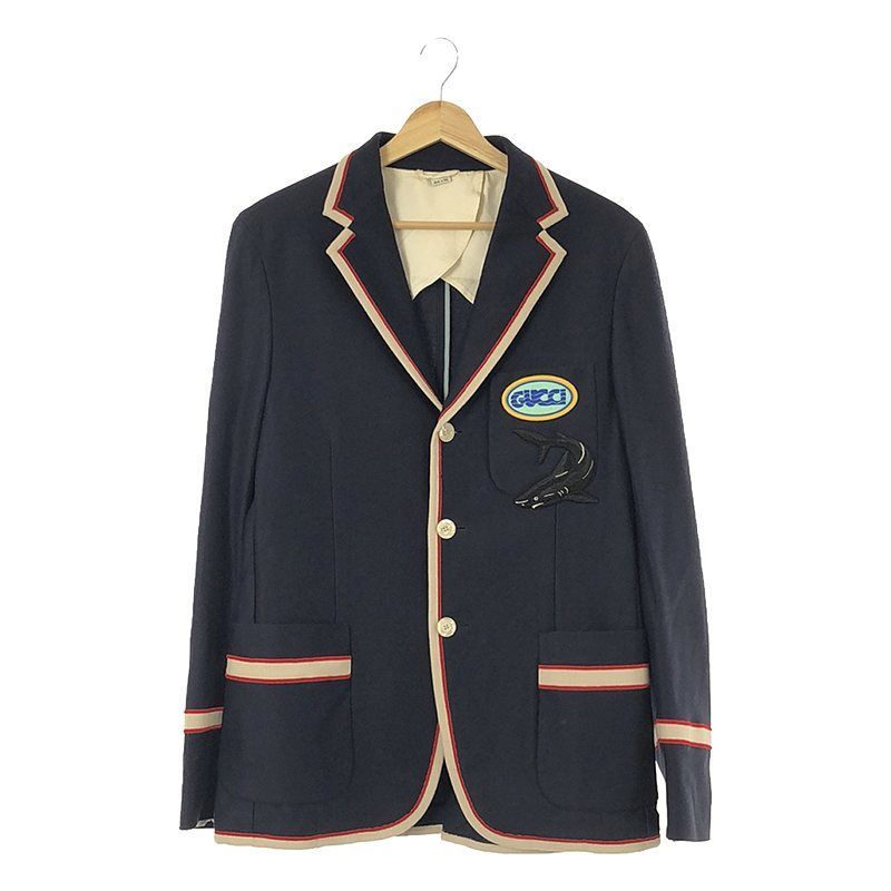 GUCCI / グッチ | シャーク刺しゅう ワッペン パイピング ブレザー 