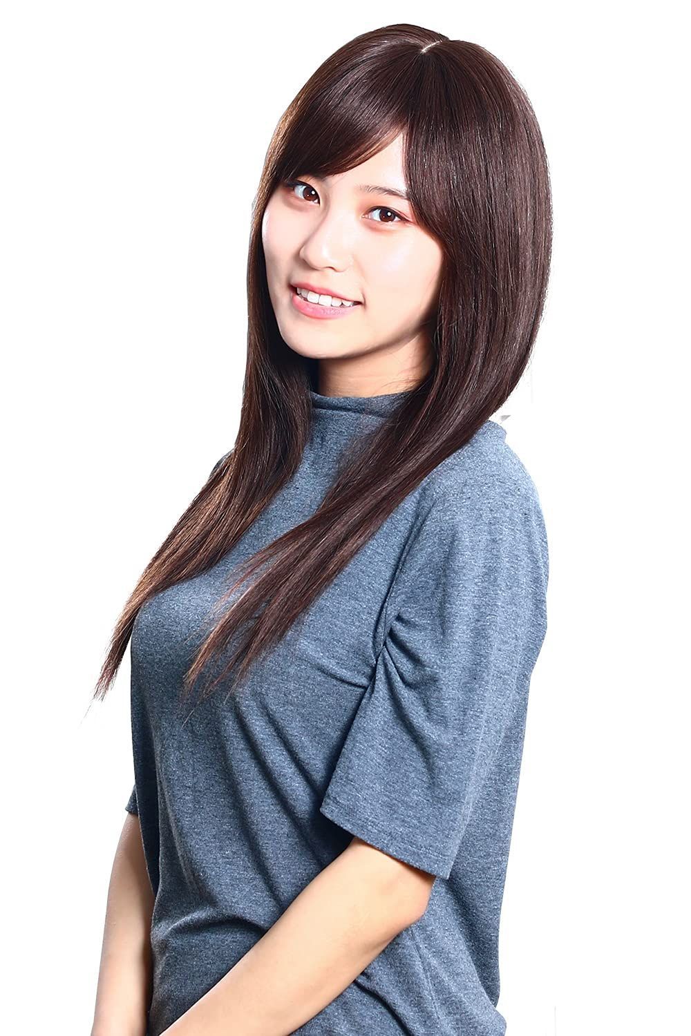 【人気商品】ストレート人毛100％ リアル人工皮膚 wig レディース フルウィッグ … ロング かつら (黒色) ウィッグ HIYE