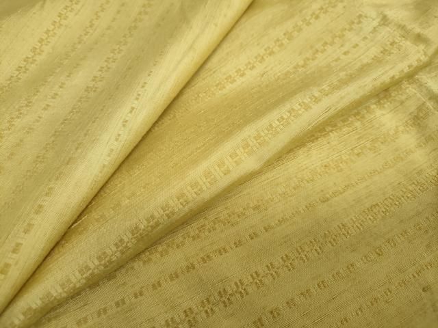 平和屋着物○上質な紬 花織 横段文 芥子色 正絹 逸品 未使用