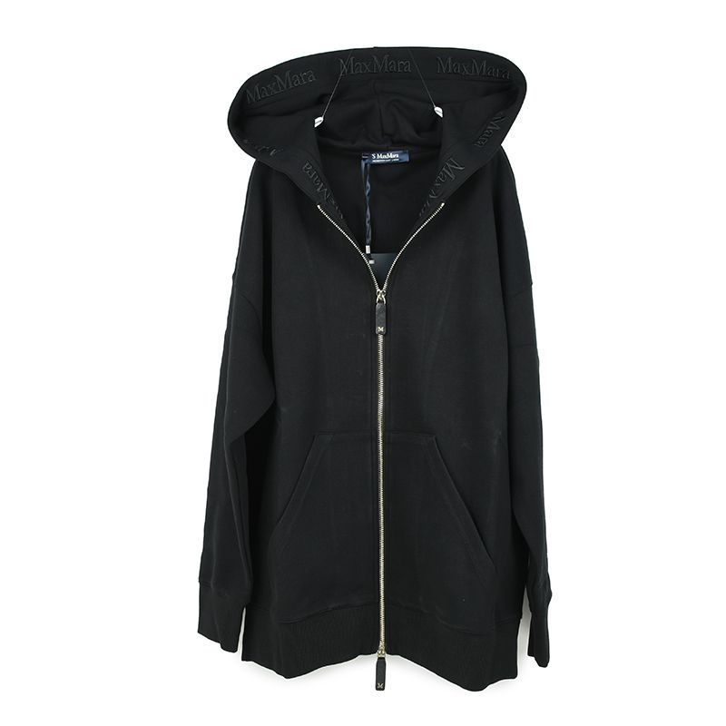 新品同様！MaxMara ブラック フルジップ パーカー S Max Mara エス マックスマーラ DOPPIA ブラックジップフーディ