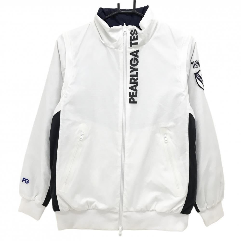 パーリーゲイツ 4WAY中綿リバーシブルジャケット 白 裏ネイビー 袖着脱可 レディース 0 ゴルフウェア PEARLY GATES