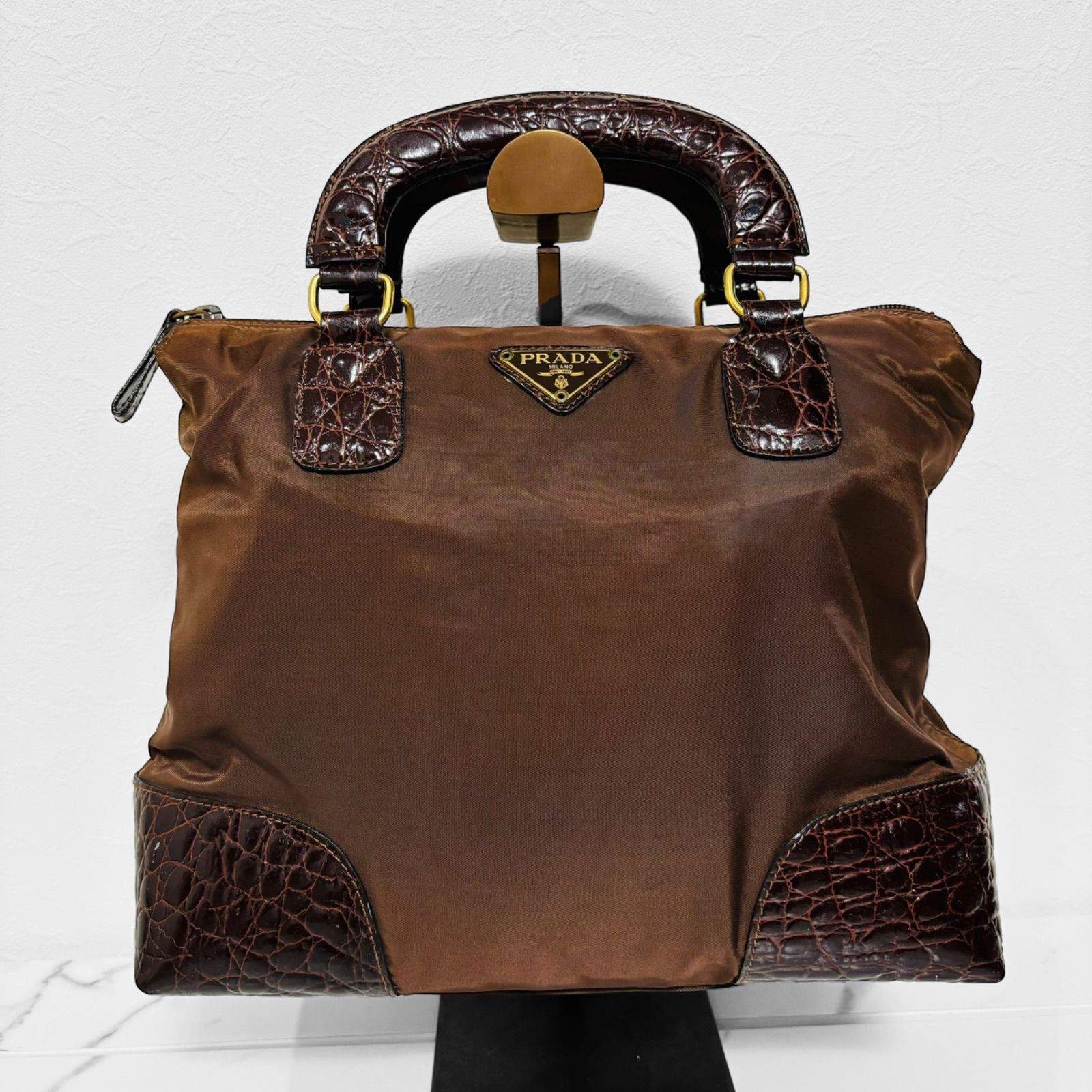 希少モデル プラダ PRADA オールドプラダ ヴィンテージ クロコ レザー 