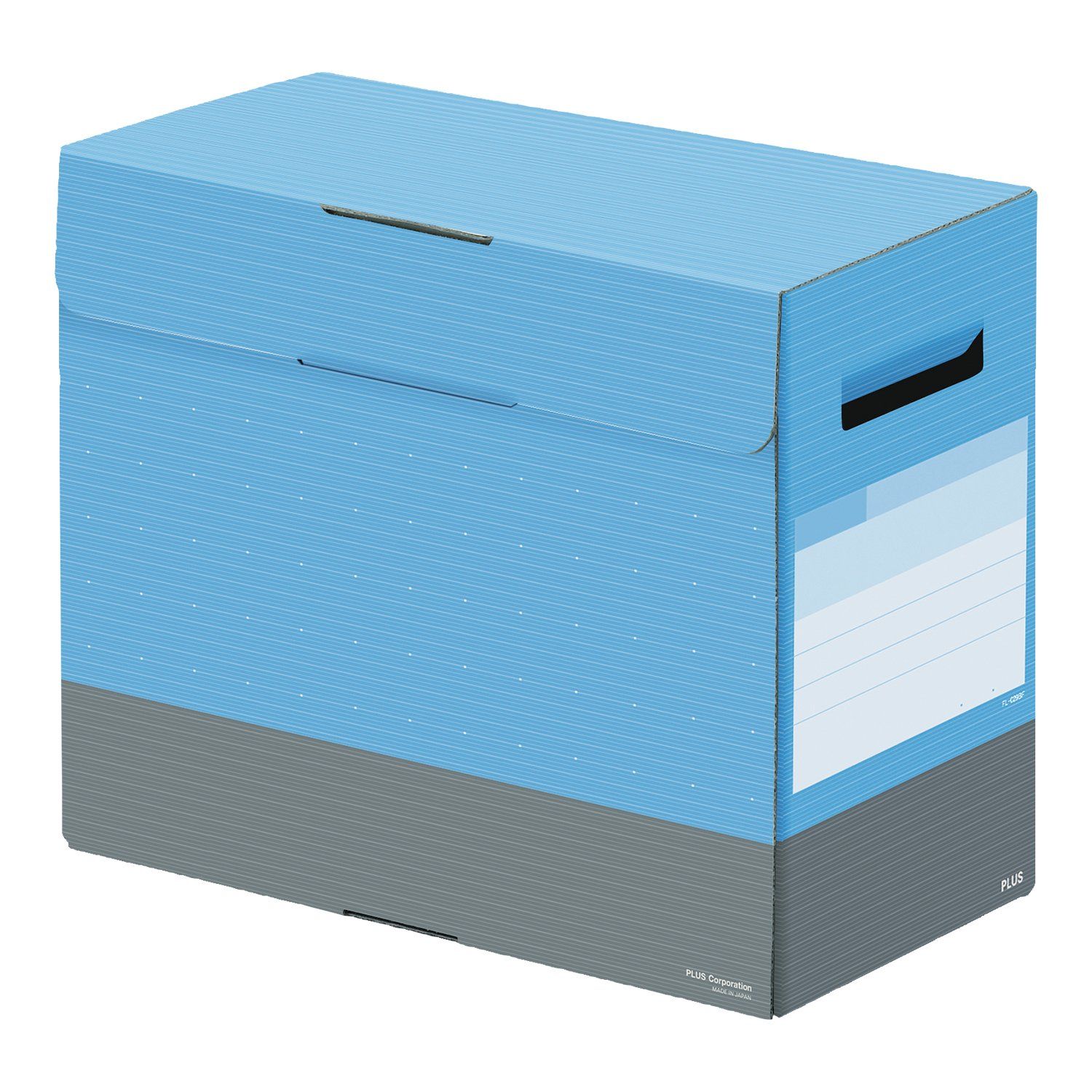 プラス ファイルボックス フタ付き A 4横 背幅150 mm デジャヴ スカイブルー 76 451