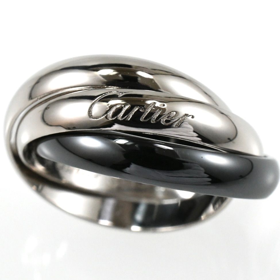 カルティエ トリニティ ブラック リング MM 3連リング K18 ホワイト