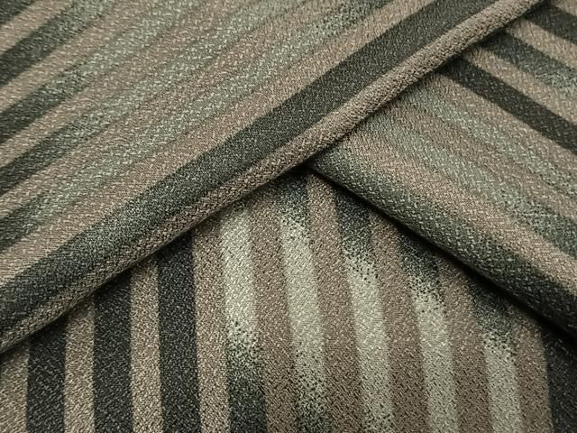 平和屋着物▽小紋 単衣 縞 黒地 洗える着物 AAAU8640fy