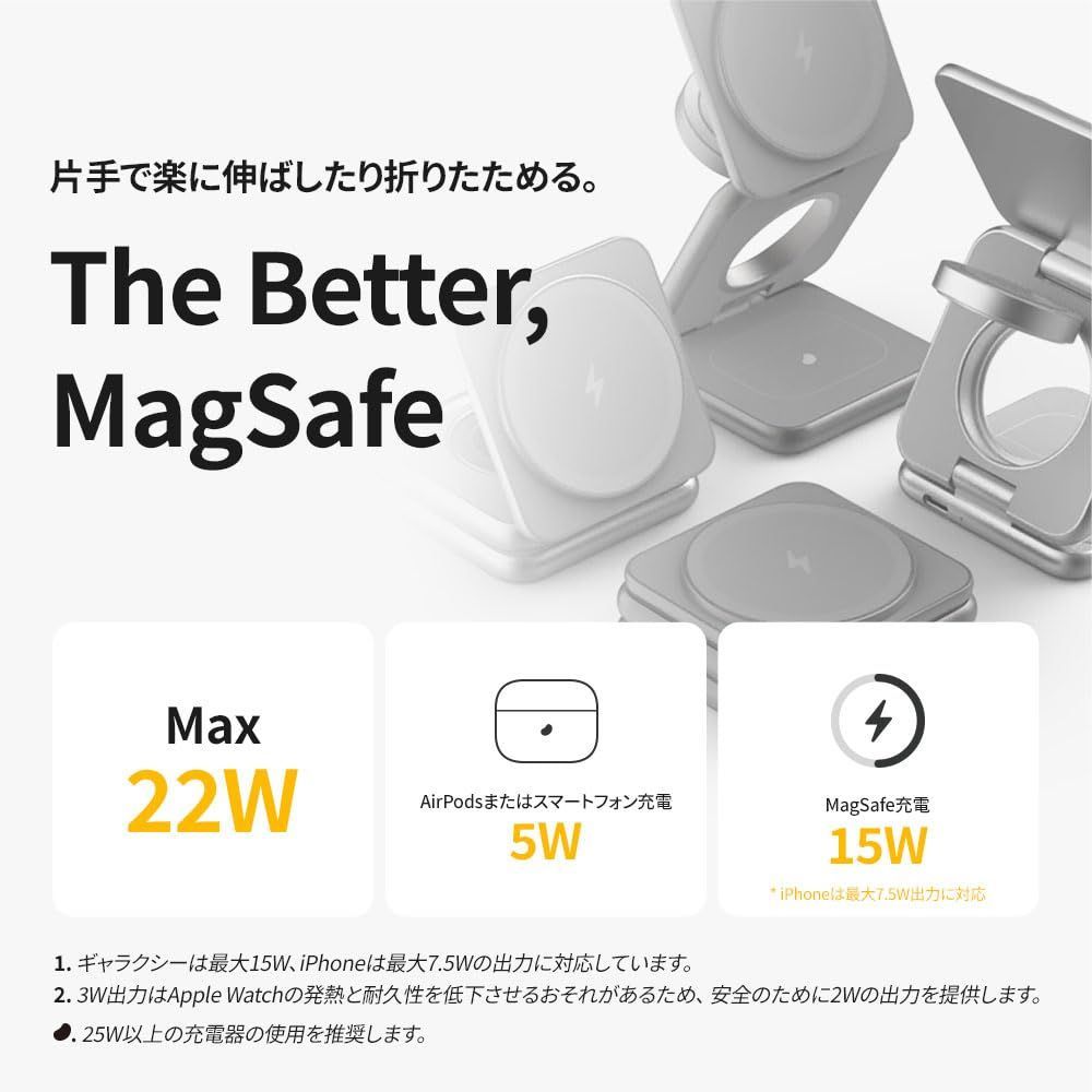 新着商品 S20|S10|S10 |S9|Airpods seris|Galaxy 16|15|14|13|12 iPhone 2|3|pro|Apple アルミ合金 フリップ-フォールド ワイヤレス出力 22W 3台同時 コンパクト Watch シルバー CHRISTIANNAURATH_COM_BR