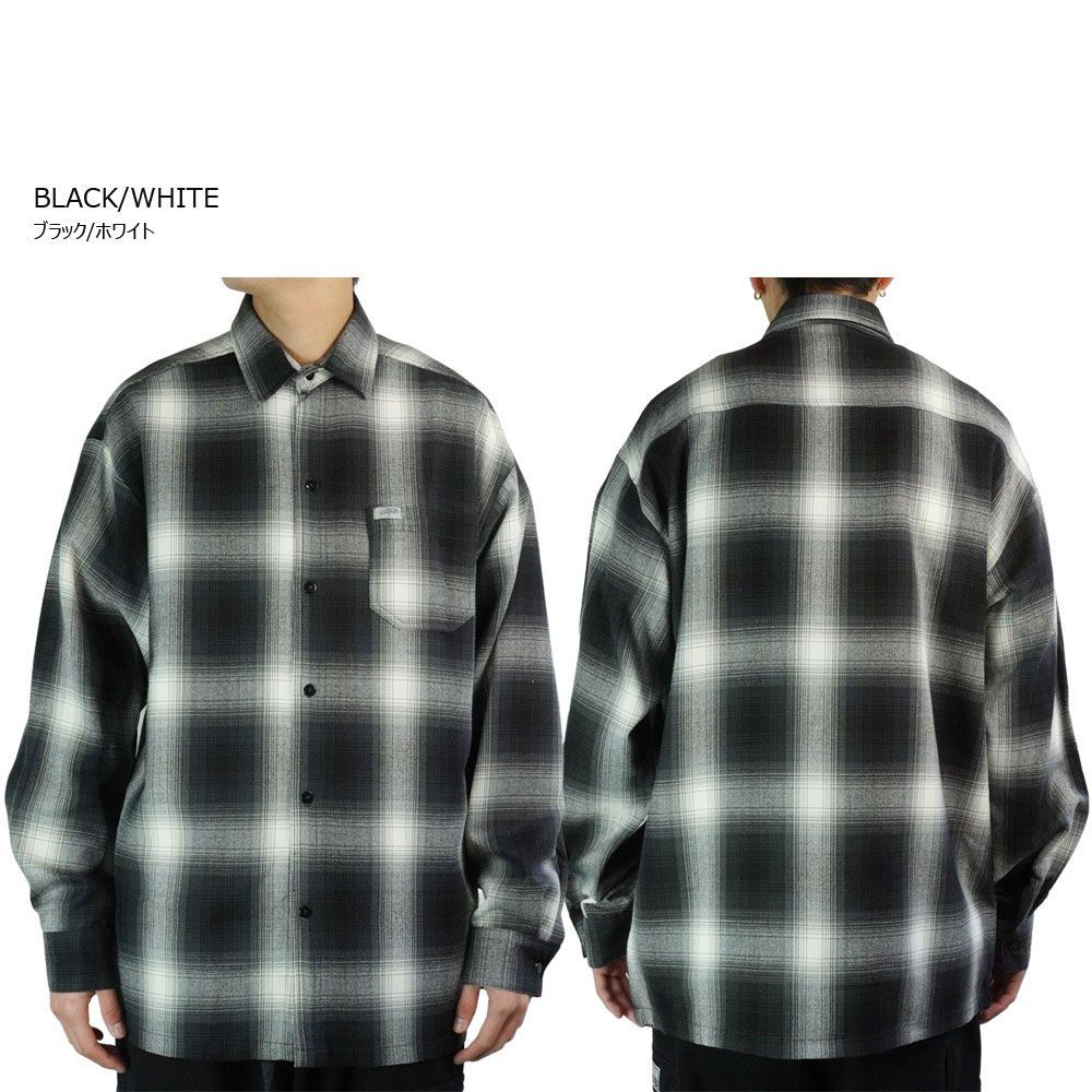 CALTOP キャルトップ カルトップ メンズ シャツ 2000 OMBRE LONG SLEEVE SHIRTS オンブレ ロングスリーブシャツ ブラック×ホワイト