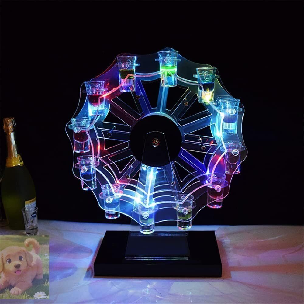 観覧車 LED酒ボトルの表示棚 ワインラック 回転アイスワインラック輝く カラフルな観覧車カップホルダー ワインラックバー ホテル