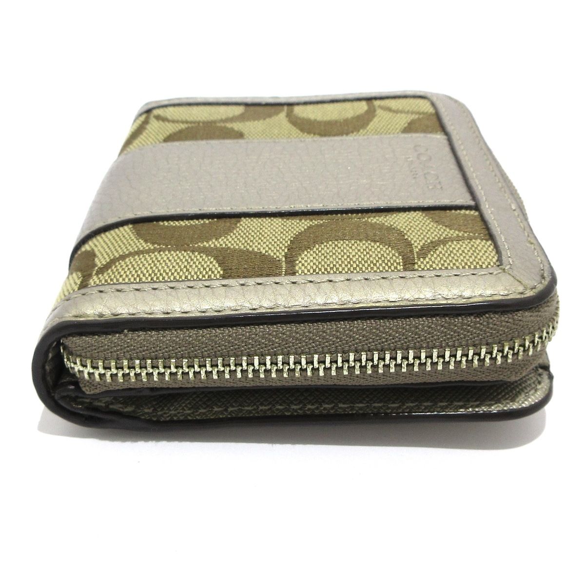 ◇COACH コーチ◇二つ折り財布 シグネチャー ブラウン ベージュ コーチ