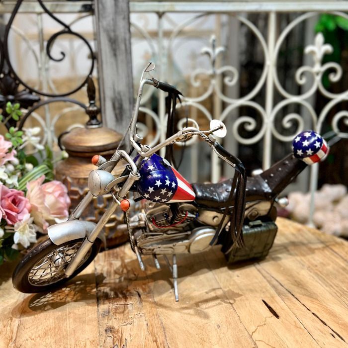 ブリキ モーターサイクル バイク アメリカン ハーレー 星条旗