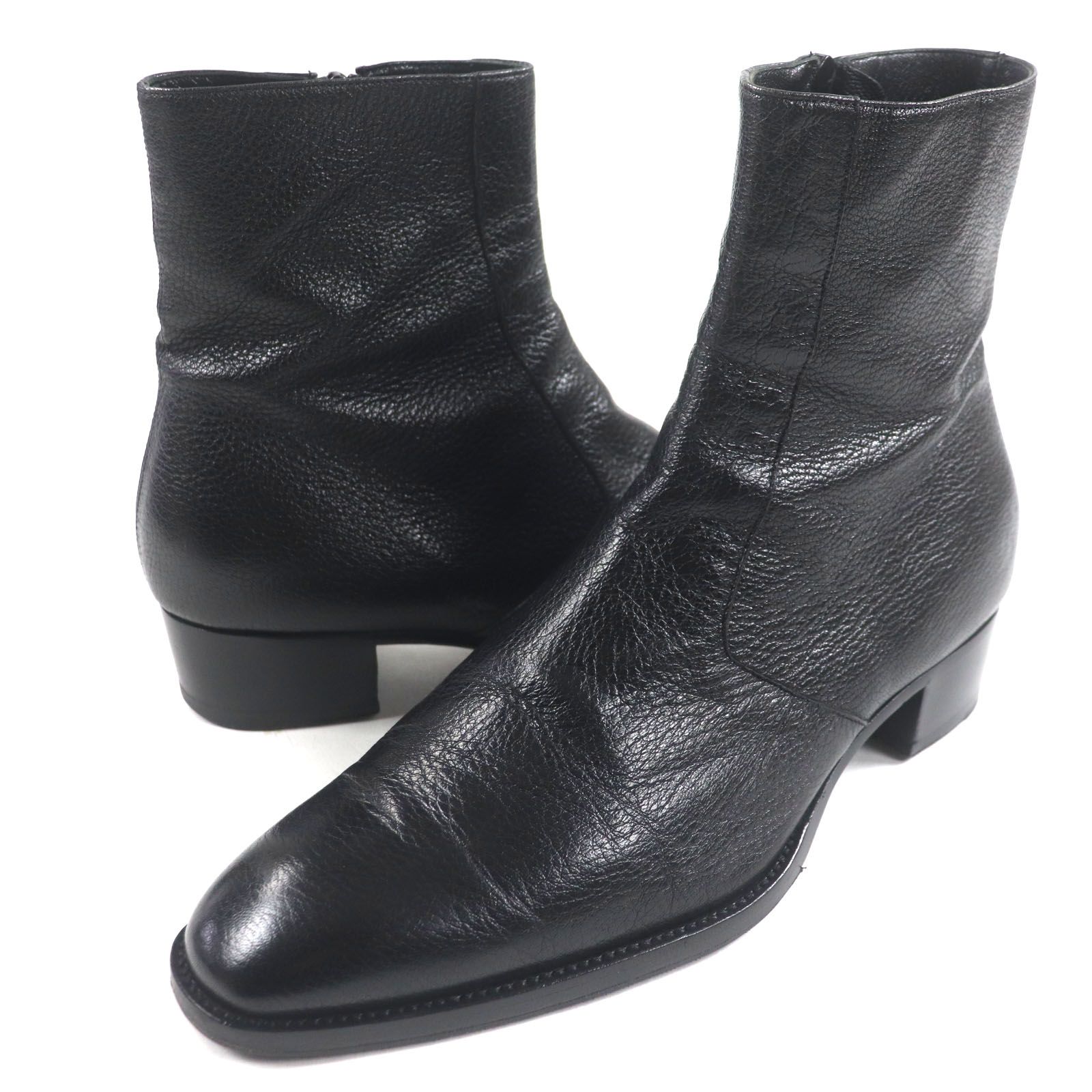 SAINT LAURENT PARIS サンローランパリ 443199 サイドジップ レザーブーツ ショートブーツ ブラック 42 イタリア製 メンズ