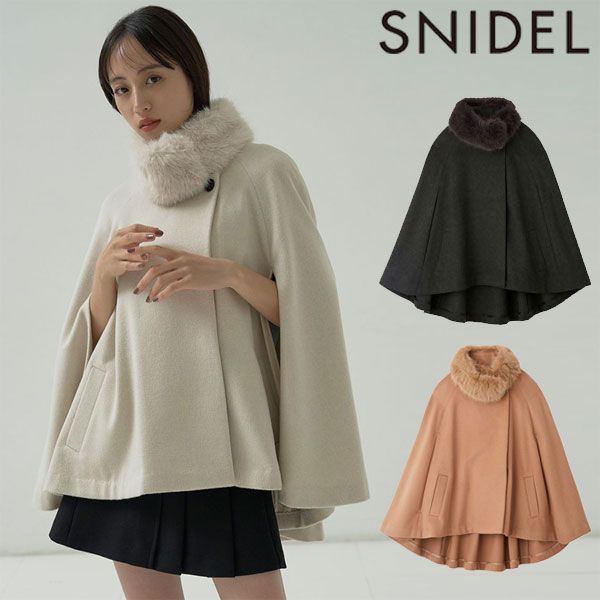 【SALE10%OFF】【即納】 スナイデル SNIDEL アウター 24秋冬 ショートケープコート ミドル丈 長袖 swfc244234