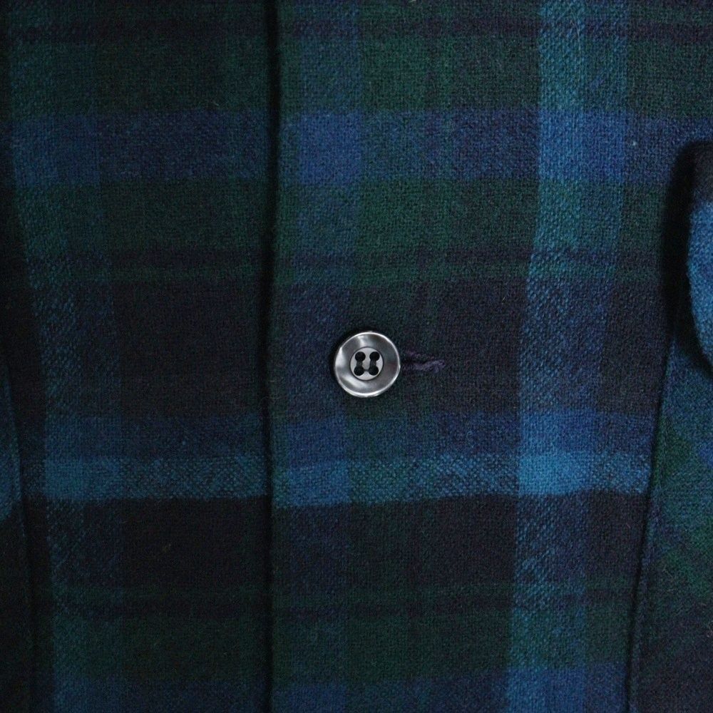 60s PENDLETON オープンカラーボードシャツ　チェック　ブルー　M 60s PENDLETONペンドルトン オンブレチェック ウール オープン