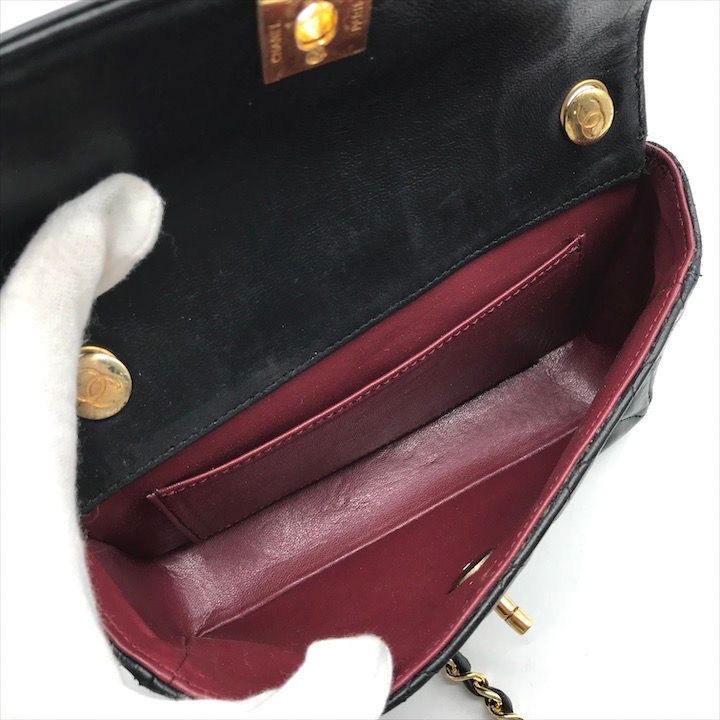 良品 CHANEL シャネル ココマーク ミニ マトラッセ ラムスキン ターン