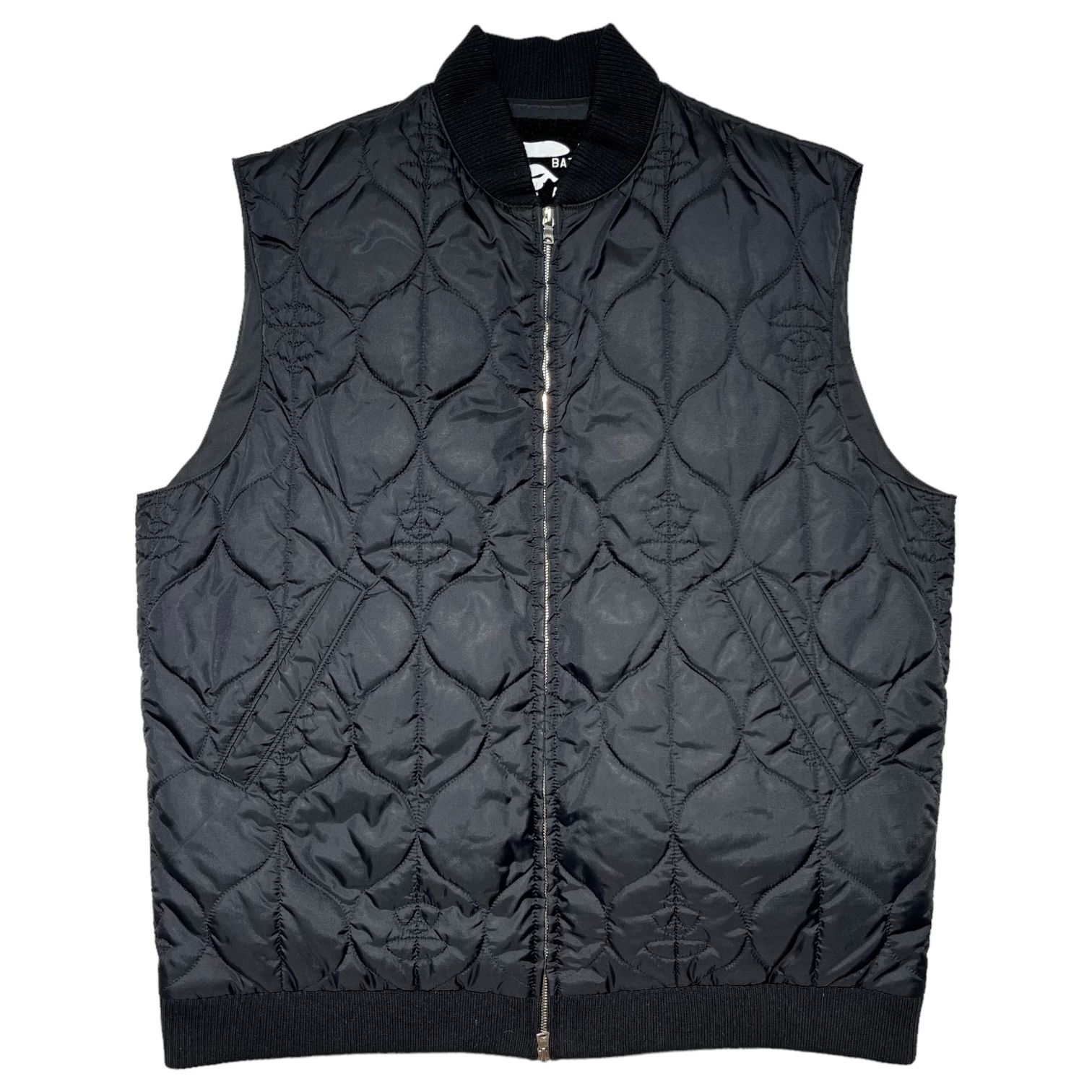 A BATHING APE(アベイシングエイプ) 90's face quilted down vest フェイズ キルティング ダウン ベスト L ブラック 初期 90年代