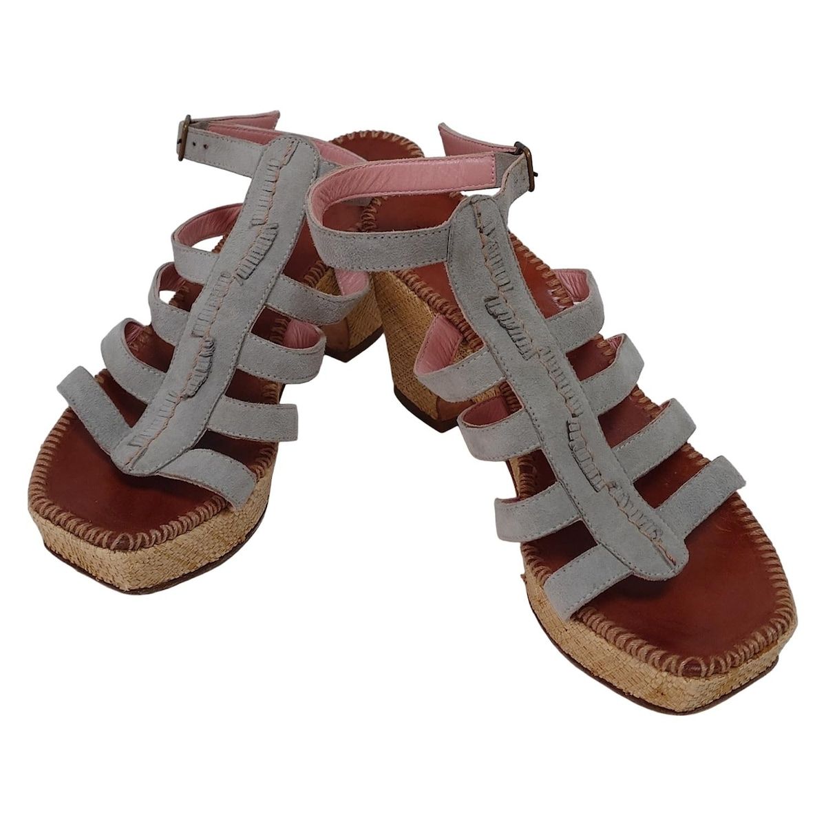 HENRY CUIR アンリークイール サンダル 36 1 2 レディース - グレー