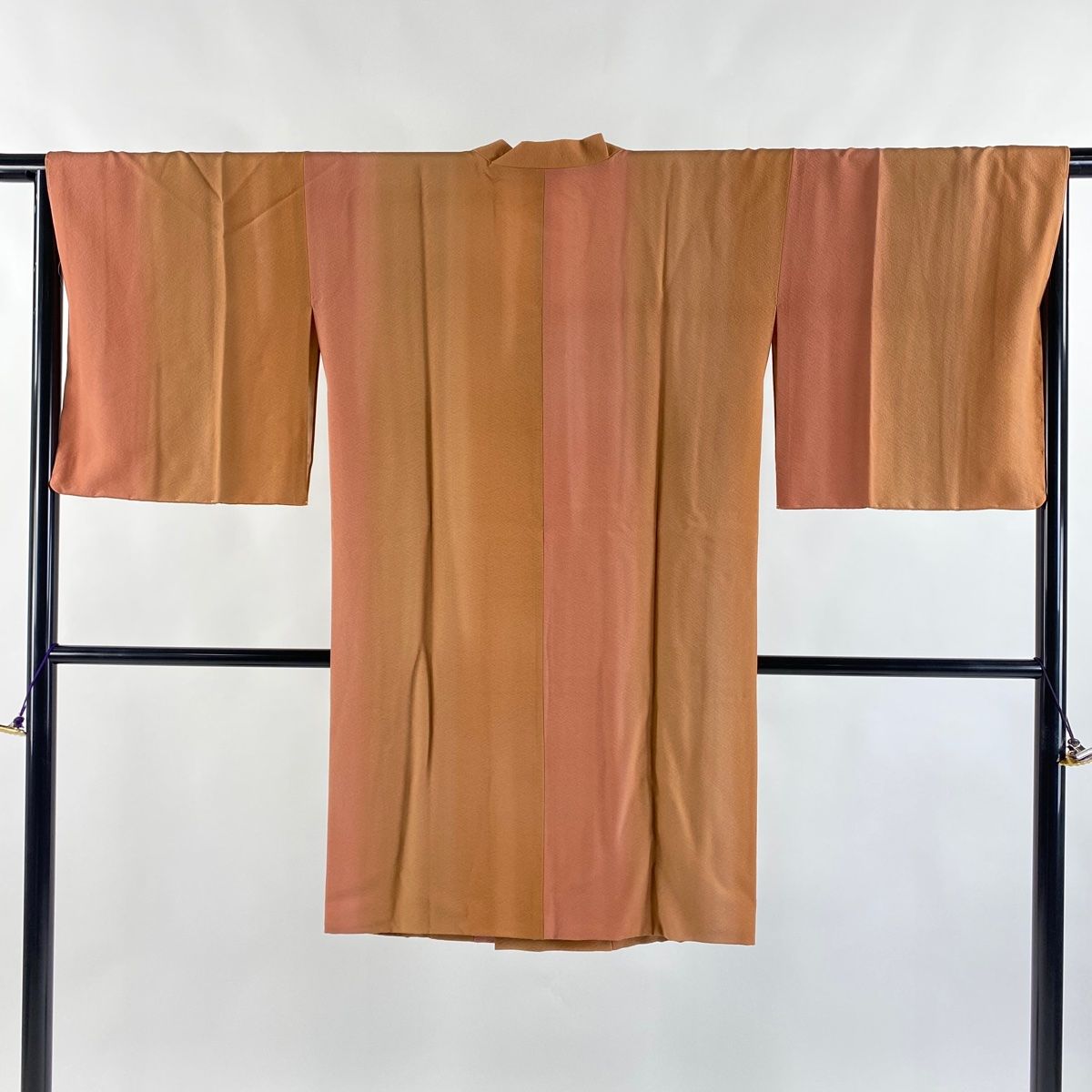 道行 身丈103cm 裄丈66cm M 和装コート 千代田衿 鈴乃屋 落款 縦ぼかし 赤茶 正絹 秀品