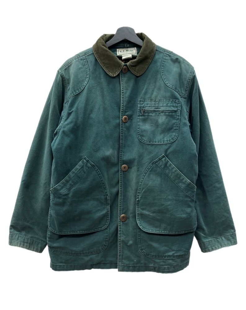 エルエルビーン L.L.Bean 80s HUNTING JACKET ハンティング ジャケット チェックネル ダック ボタン コート アウター 緑 H147 ジャケット 無地 グリーン Sサイズ 104MT-1957
