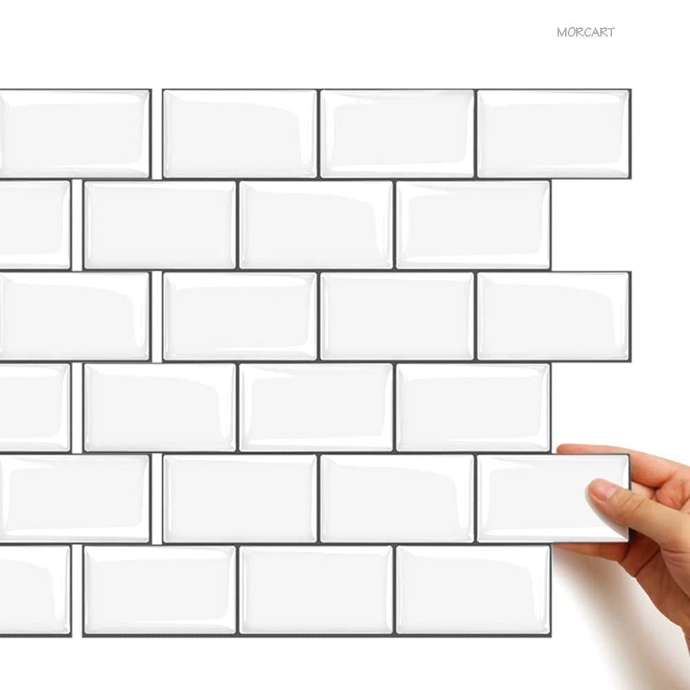  数量 MORCART タイルシール キッチン 耐熱 防水 洗面所 トイレ DIY 家具やアイテムの装飾 タイルシート 壁紙シール 3 D リメイクシート 30 x cm 北欧ホワイト アレンジ用装飾品 アレンジメント用品 資材