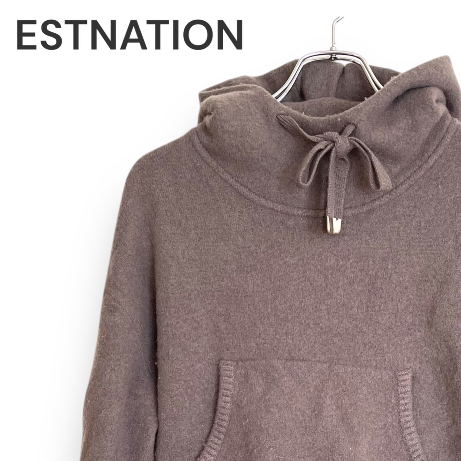 エストネーション　ESTNATION コットンスムースコクーンフーディー　グレー ESTNATION / クレープ ショートスリーブカットソー ＜ESTNATION