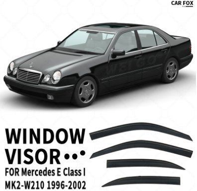 メルセデス ベンツEクラス ショートホイールベース MK2-W210 1996-2002 シルバーアクセントなし ウィンドウレインガード