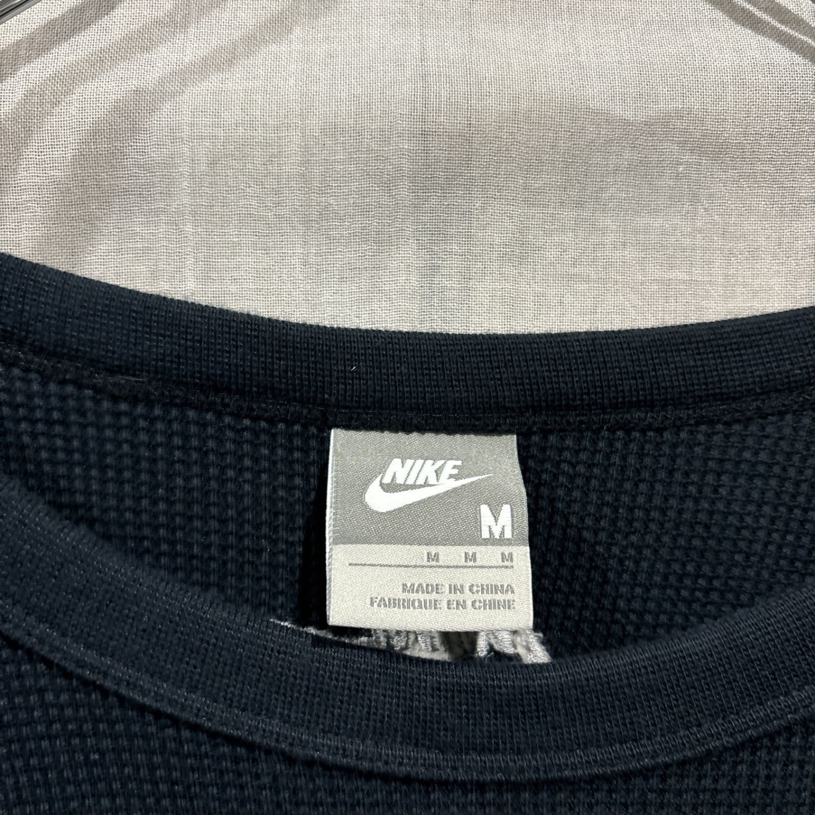 00s NIKE ゴツナイキプリントサーマルカットソーロンT Mサイズ黒