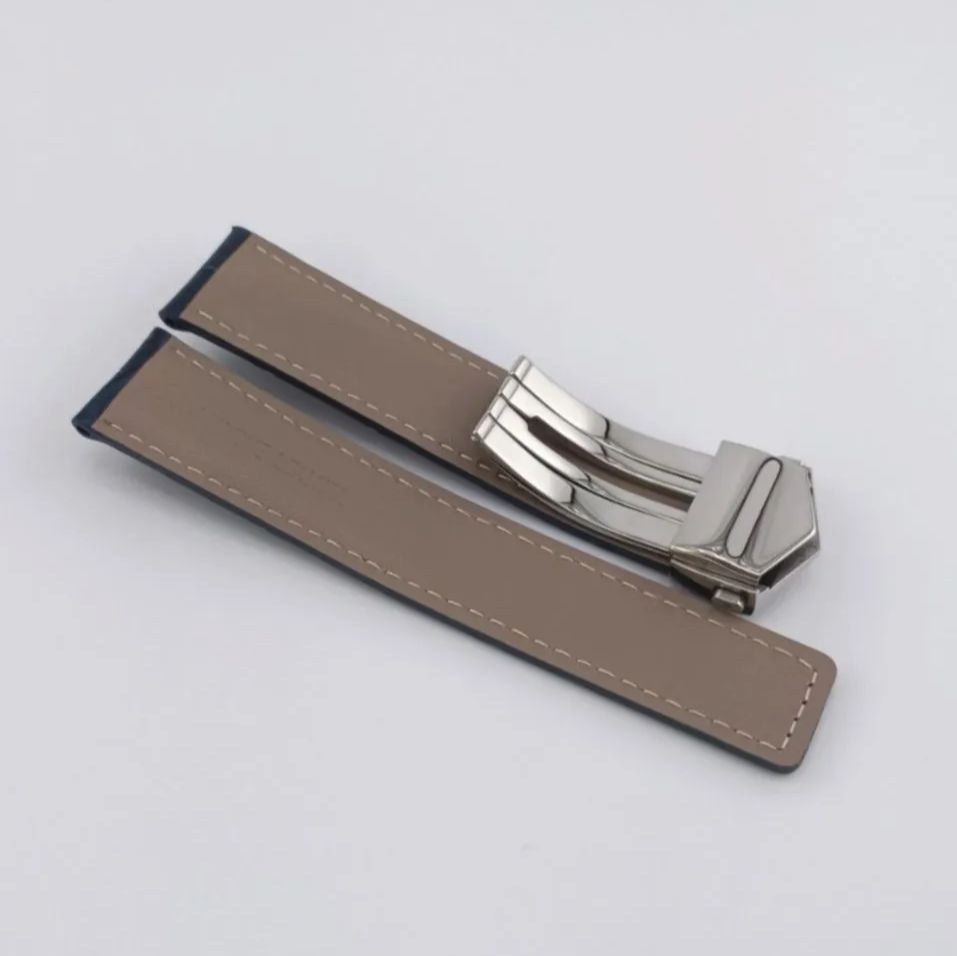 19mm 腕時計 レザーベルト 防水仕様 ネイビーブルー 紺 Dバックル