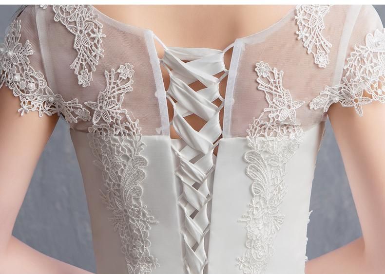 100％品質保障！ ウェディングドレス一字肩膝丈新婦結婚式韓国風立体フラワーデザインスリムプリンセスウェディングドレス-10.17 安価な