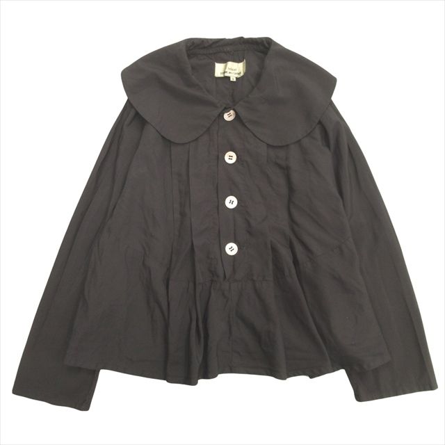 tricot COMME des GARCONS トリコ コム デ ギャルソン 09SS AD2008 ラウンドカラー フロントプリーツ フレアシルエット ブラウス 長袖シャツ ブラック レディース TC-B002 09ss トリココムデギャルソン tricot COMME des GARCONS ラウンド