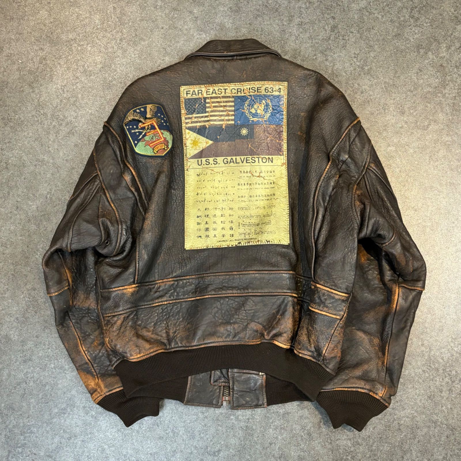 AVIREX JACKET U.S.NAVY TYPE G-1 BUREAU OF AERONAUTICS 7823(AER) アヴィレックス 本革  レザーフライトジャケット ブルゾン ワッペン 刺繍 ブラウン M - メルカリ