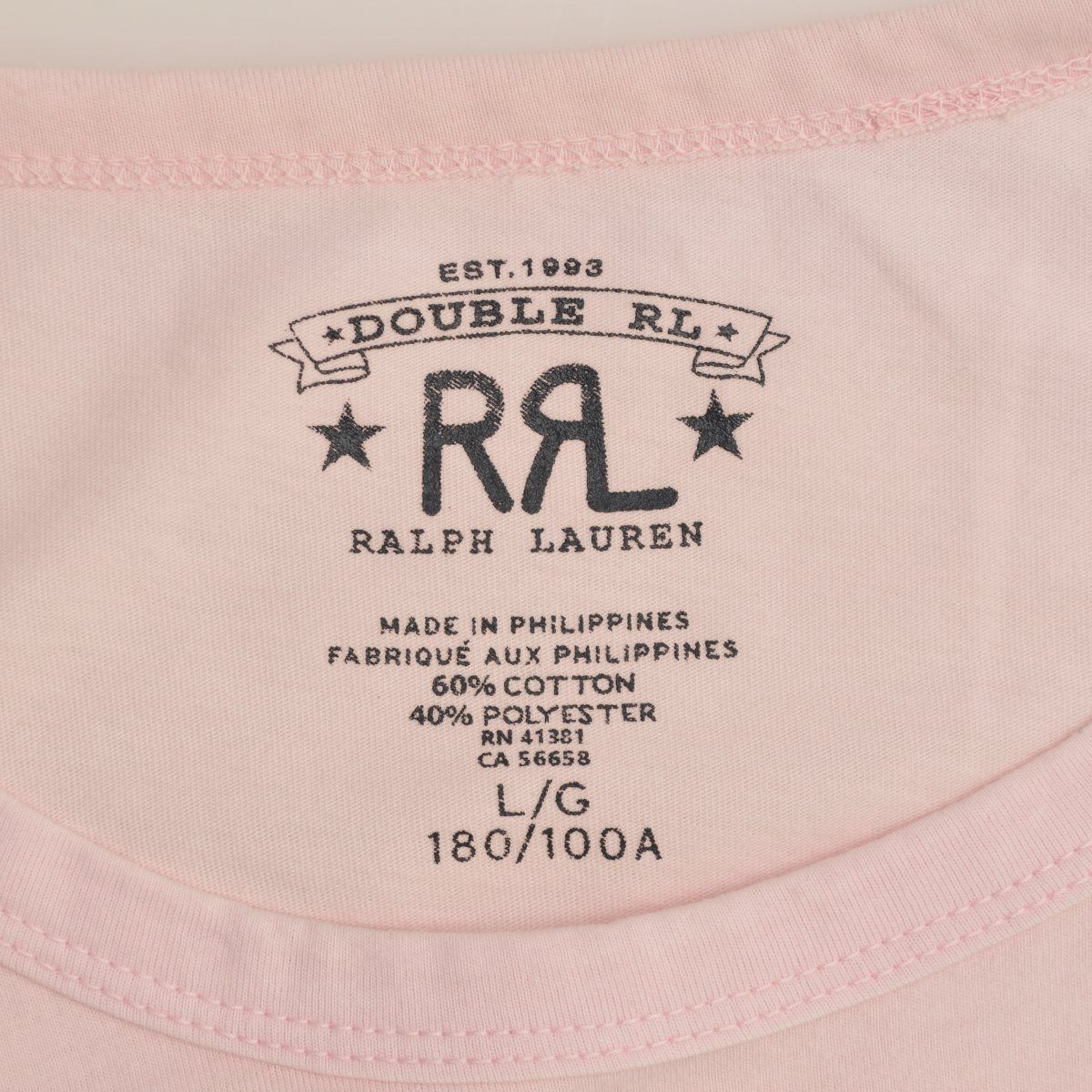 RRL/DOUBLERL】LOGO JERSEY TEE ロゴプリント ピンク半袖Tシャツ