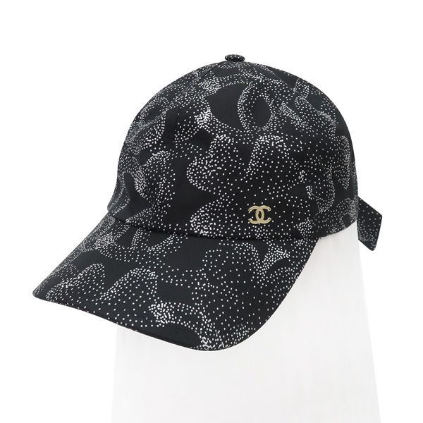 CHANEL シャネル カメリア 総柄 シルク キャップ ココマーク バック リボン 47474