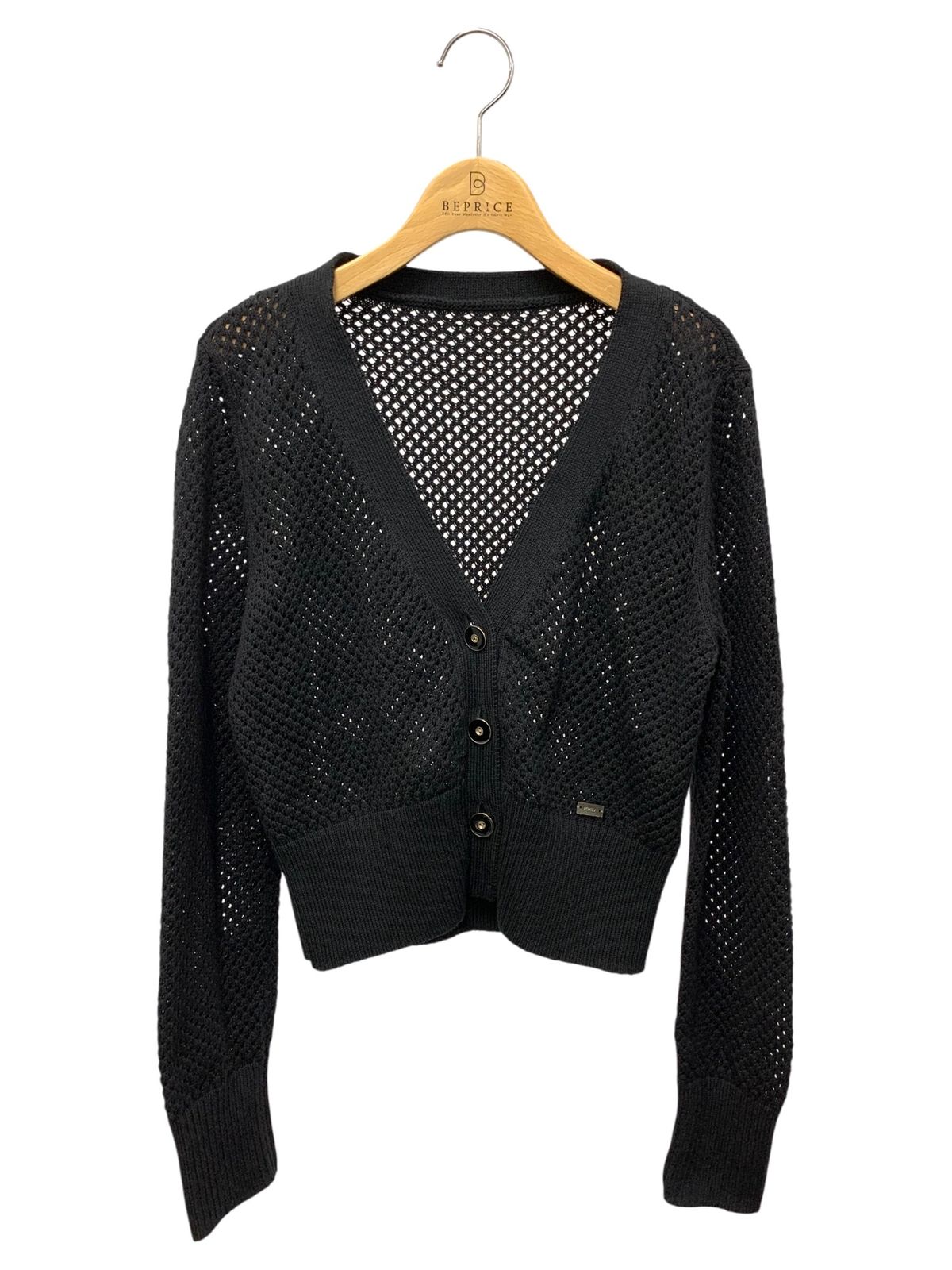 フォクシーブティック Cardigan Ellis 44408 カーディガン 40 ブラック アイレット柄 IT5GR5TQ0CVC