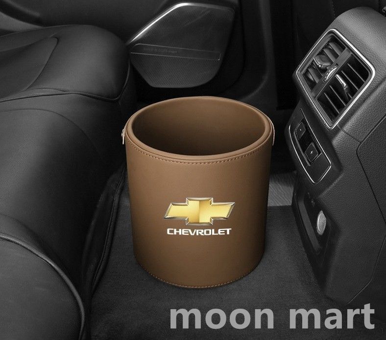 新品 ！シボレー Chevrolet エンブレム 車用収納ケース車用ゴミ箱 ダストボックス 車用 車載 コニャックカラー ゴミ箱 CRUZE Malibu EPICA CAPTIVA AVEO LOVR