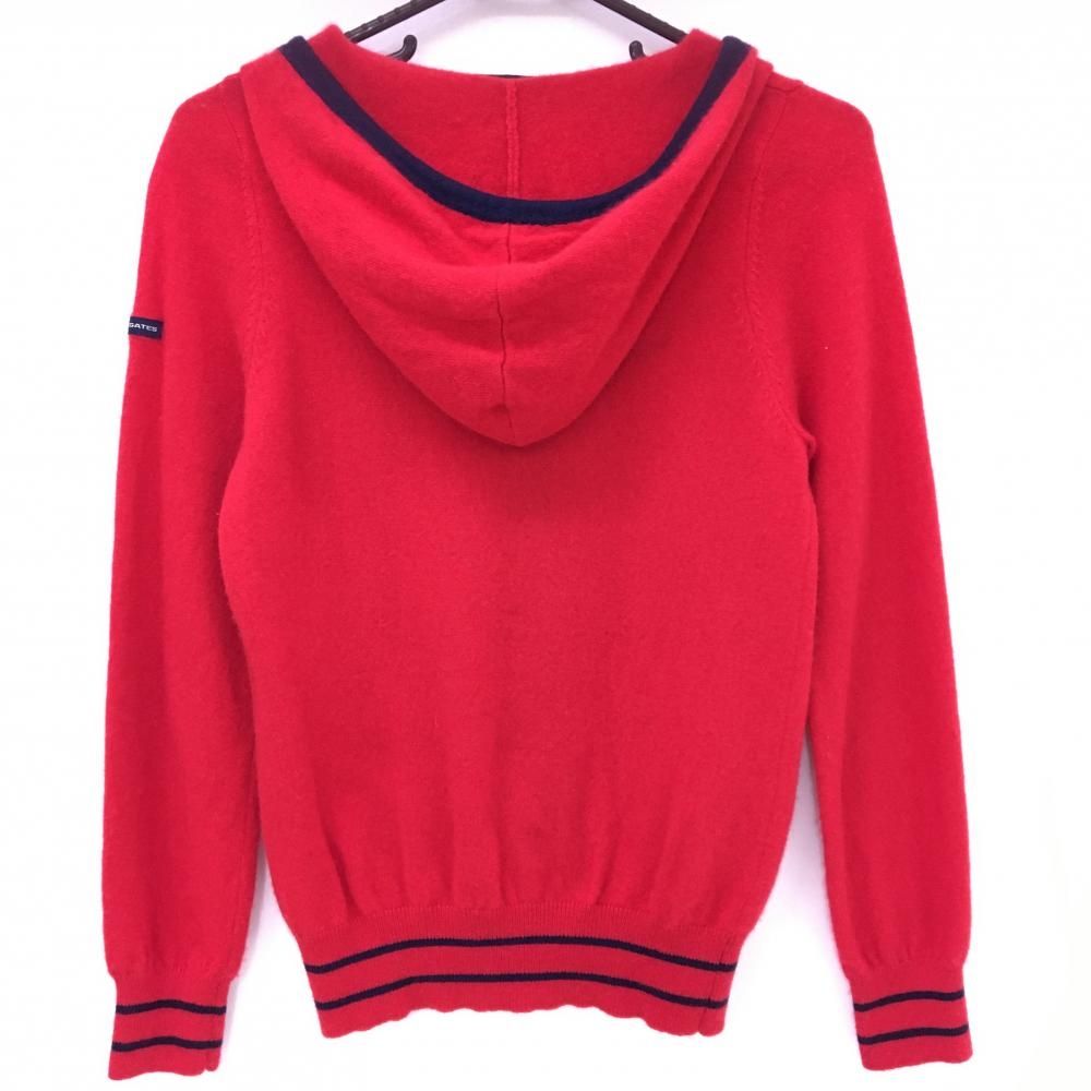 パーリーゲイツ ニットジップパーカー レッド×ネイビー カシミヤ混 ジャケット レディース 1 M ゴルフウェア PEARLY GATES