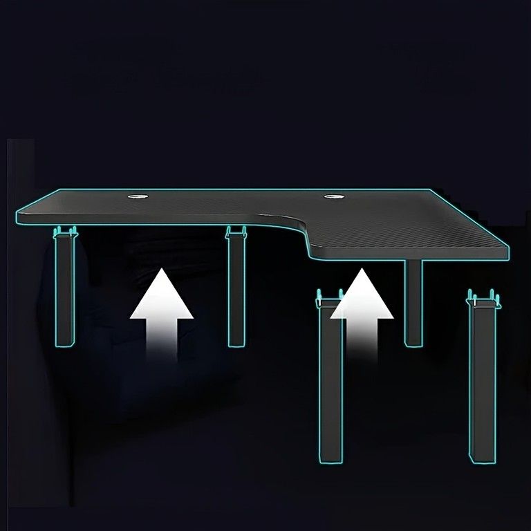 L字型省スペース ローデスク 幅100cm 座椅子対応 パソコンデスク コーナーデスク ゲーミングデスク 書斎机 和室対応 カーボン調 ブラック 右向き 左向き選択可 ブラック MARWIL-DEMENAGEMENTS_CH