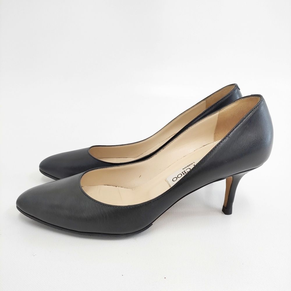 JIMMY CHOO レザー サイズ38.5 ハイヒール パンプス ブラック レディース ジミーチュウ 5-0904G