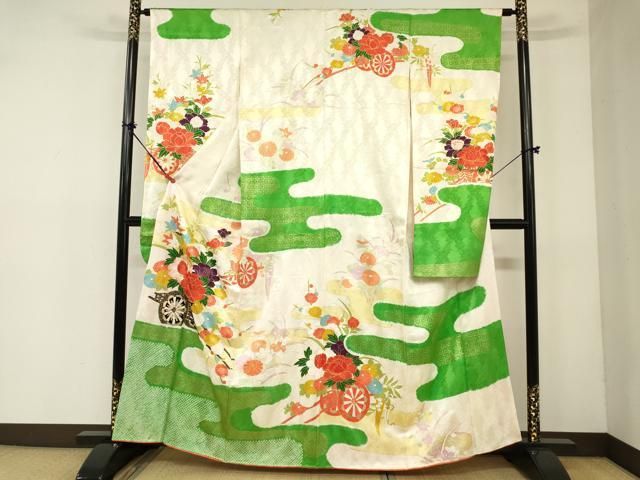 平和屋着物□訪問着 絞り 駒刺繍 霞花文 金彩 正絹 逸品 AAAS2745ay