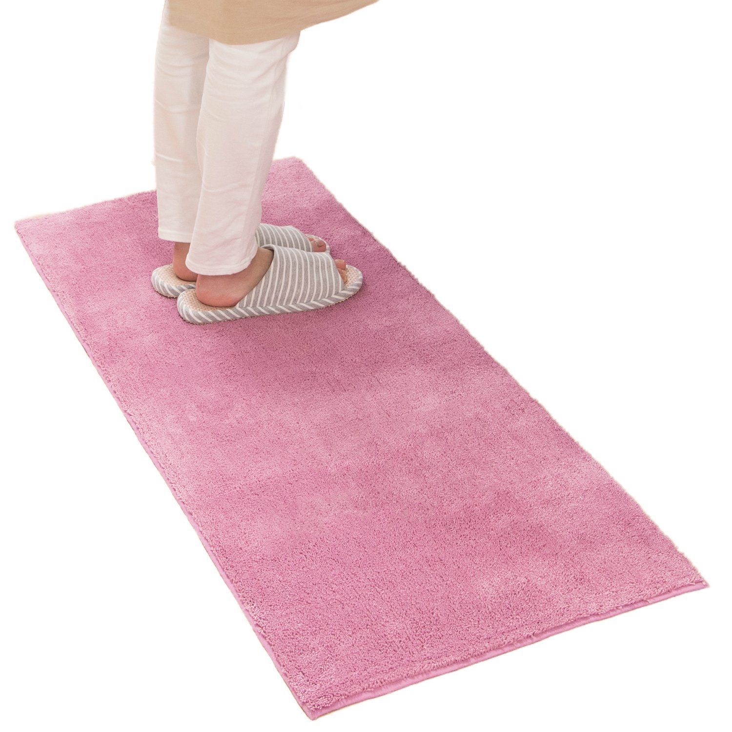 ローズピンク_4. ロングマット 約50×120cm オカ 乾度良好Dナチュレ ロングマット ローズピンク 約50cm×120cm キッチンマットや玄関マット リビングマットなど多目的に