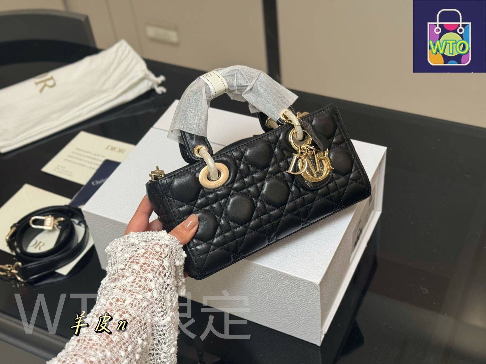 RadyDior ハンドバッグ 今日特価】Dior ディオール レディ横型ディアナバッグ 二本の